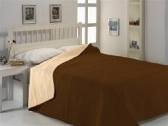 Cuvertura de pat matlasata uni Casabelle maro-crem 200x225 cm
