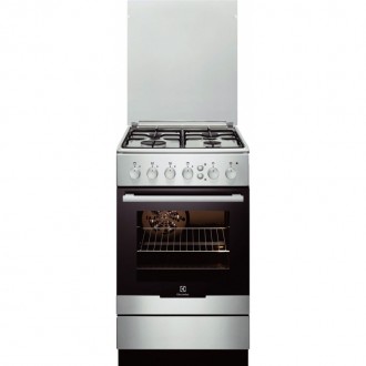 Aragaz Electrolux EKG51351OX, Gaz, 4 Arzatoare, Aprindere integrata plita, Grill, Curatare catalitica, 50 cm, Inox