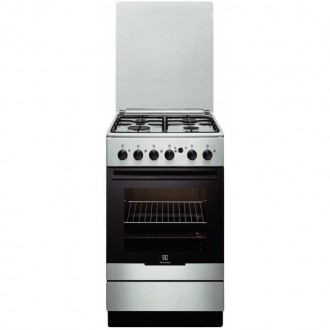 Aragaz Electrolux EKG51154OX, Gaz, 4 Arzatoare, Aprindere integrata plita si cuptor, Grill, Rotisor, 50 cm, Inox