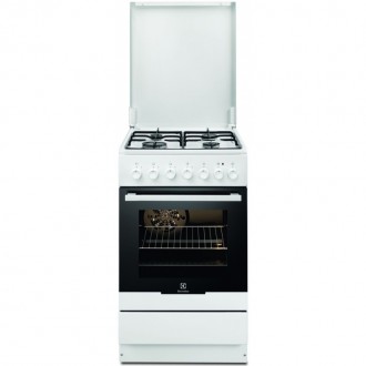 Aragaz mixt Electrolux EKK52550OW, 4 Arzatoare gaz, Cuptor electric, Aprindere integrata, Grill, Clasa A-10%, 50 cm, Alb