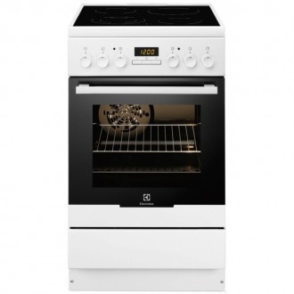 Aragaz electric Electrolux EKC54550OW, 4 Arzatoare vitroceramice, Cuptor electric, Grill, Clasa A-10%, 50 cm, Alb