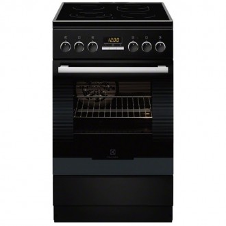 Aragaz electric Electrolux EKC54552OK, 4 Arzatoare vitroceramice, Cuptor electric, Grill, Curatare catalitica, 50 cm, Negru