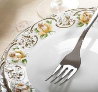 Serviciu farfurii portelan, 18 piese - Rose galben