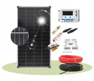 Kit solar fotovoltaic 150W pentru rulota cu controller PWM
