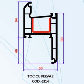 Tamplarie PVC 4 camere 60 mm Toc cu pervaz