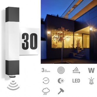 Cause Spaceship laundry Aplica de exterior L630 LED (antracit) cu senzor de miscare PIR 360°, numar  de casa iluminat - Aplice de exterior | ProiectCASA
