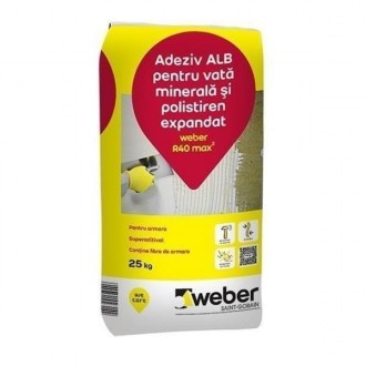 Adeziv alb pentru vata minerala si polistiren expandat - Weber R40 max�